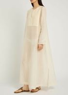 Tory Burch Pintucked Linen and Silk-blend Kaftan Ivory