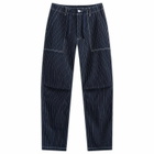 Uniform Bridge Men's Stripe Denim Fatigue Pants in Blue