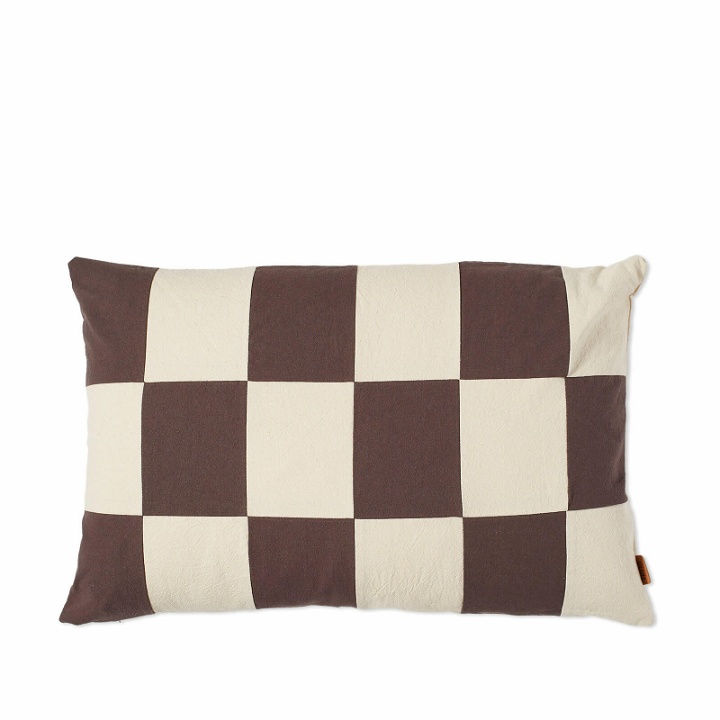 Photo: ferm LIVING Fold Patchwork Cushion in Coffee/Undyed 