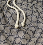 Gucci - Webbing-Trimmed Logo-Print Shell Drawstring Trousers - Gray