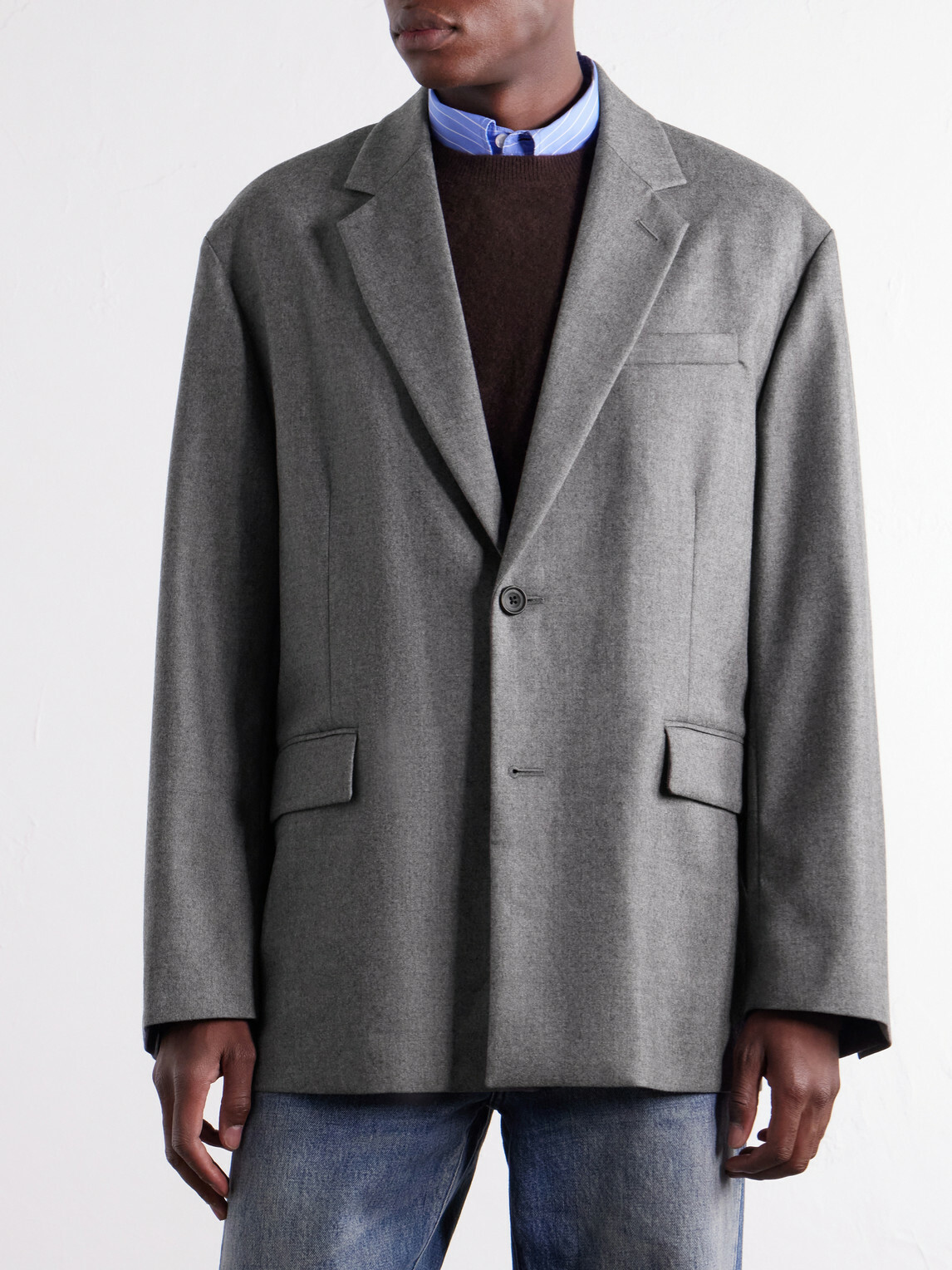 ssstein - Oversized Wool-Blend Flannel Blazer - Gray