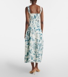 Erdem Floral cotton and linen midi skirt