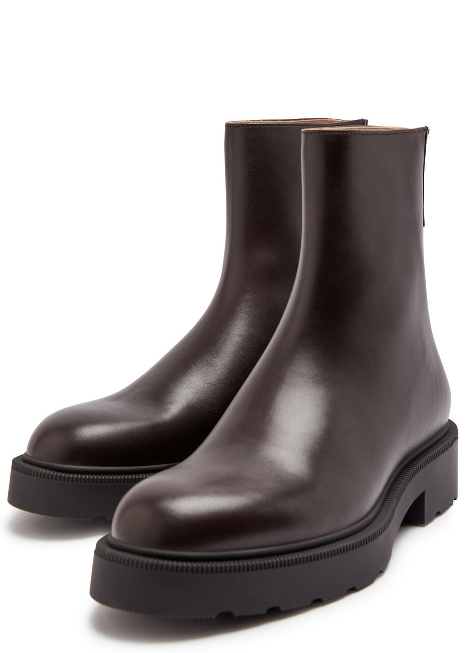 The Row Nobilis Fast Leather Ankle Boots Brown