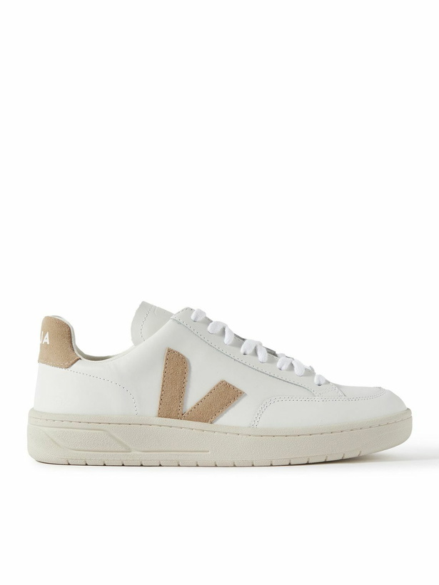 Photo: Veja - V-12 Suede-Trimmed Leather Sneakers - White