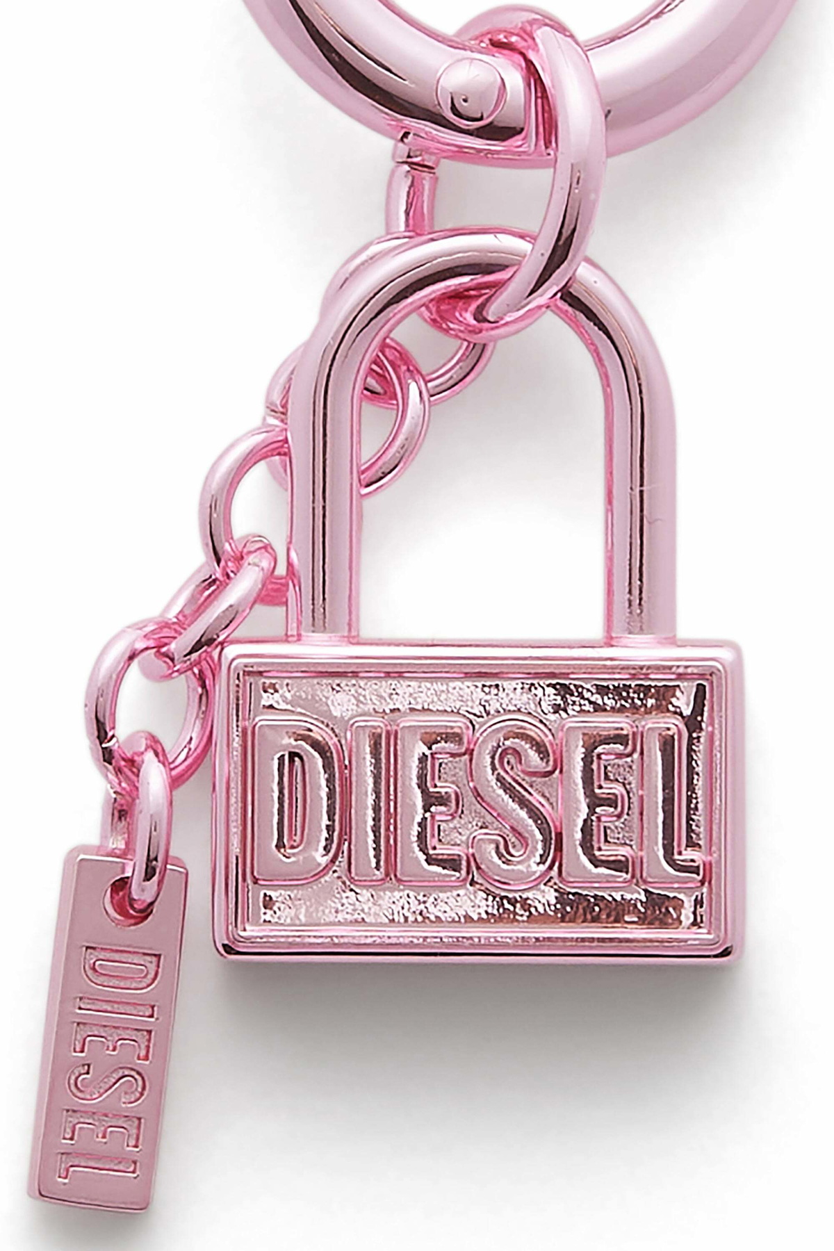 Diesel Metal keyring charm with padlock design - Charms and Keyrings - Unisex - Pink
