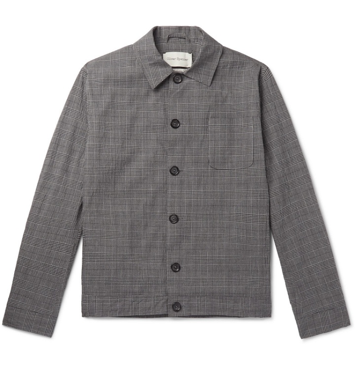 Photo: Oliver Spencer - Buckland Prince of Wales Checked Cotton-Blend Jacket - Gray