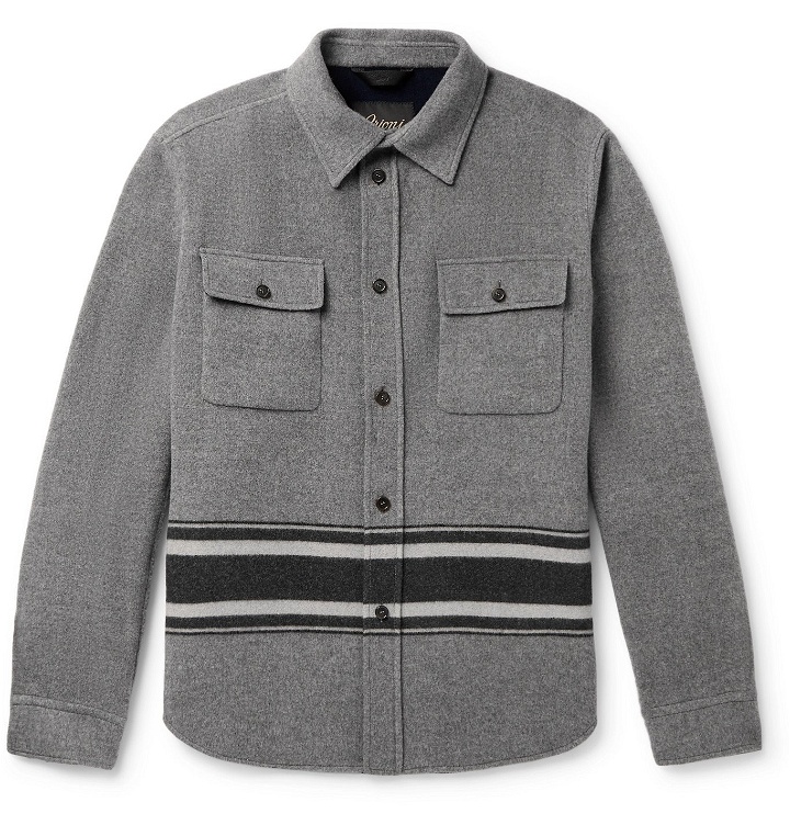 Photo: Brioni - Striped Melton Wool Overshirt - Gray