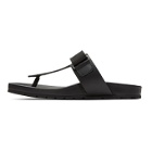 Prada Black Leather and Rubber Logo Sandals