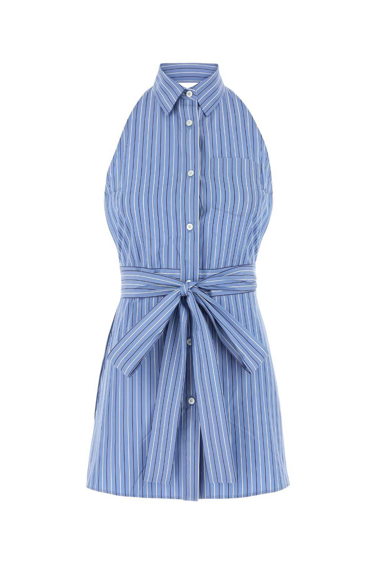 ワンピース PRADA EMBROIDERED CHAMBRAY SHIRT DRESS Prada Embroidered Chambray Shirt Dress | italist