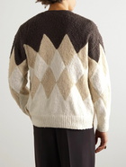 Sacai - Argyle Cotton-Bouclé Cardigan - Brown