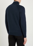 Boss Fine-knit Cotton and Wool-blend Cardigan Navy