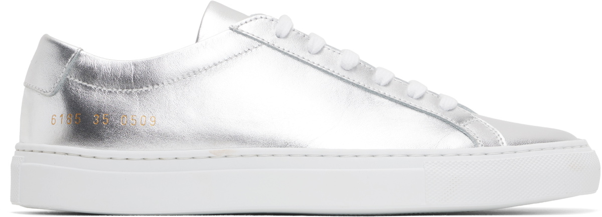 Common Projects Silver Achilles Shiny Sneakers