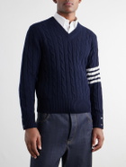 Thom Browne - 4-Bar Stripe Cable-Knit Cashmere Sweater - Blue