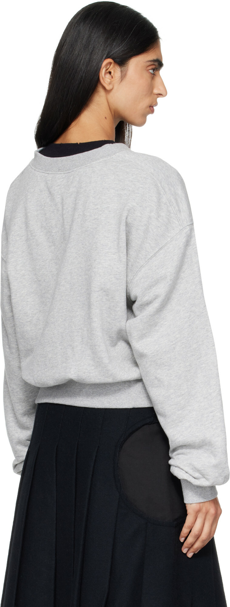OPEN YY Gray Slouchy V-Neck Sweatshirt