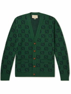 GUCCI - Logo-Jacquard Wool-Blend Cardigan - Green