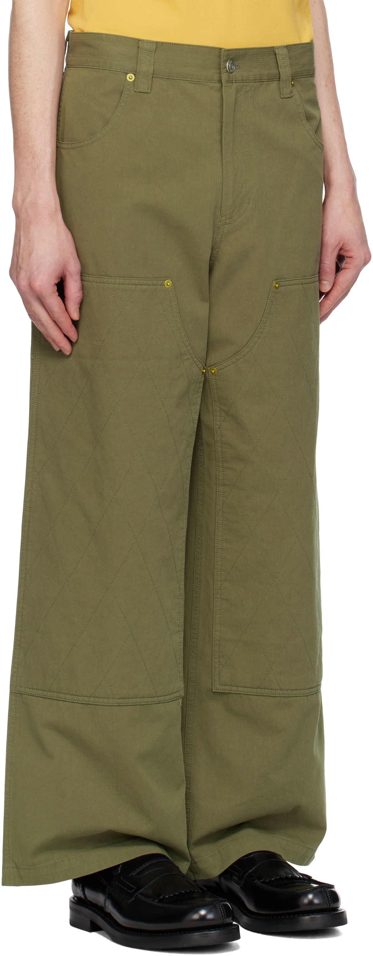 AFTER PRAY Khaki Wide Carpenter Trousers