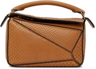 Loewe Tan Snakeskin Mini Puzzle Bag