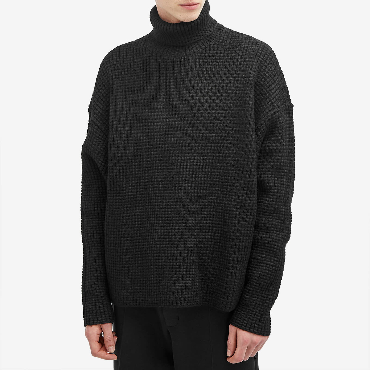 Fear of God ESSENTIALS Men's Heavy Waffle Turtleneck in Black Fear