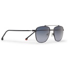 Loro Piana - Open Aviator-Style Gold-Tone Titanium and Tortoiseshell Acetate Polarised Sunglasses - Black
