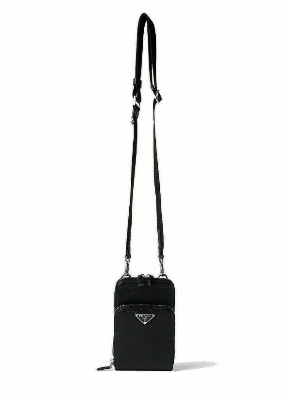 Photo: Prada - Logo Plaque Phone Pouch in Black