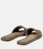 Brunello Cucinelli Embellished suede slides