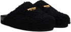 Moschino Black Shearling Slippers