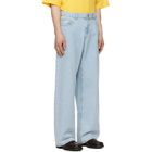 Palm Angels Blue Curved Logo Loose Jeans