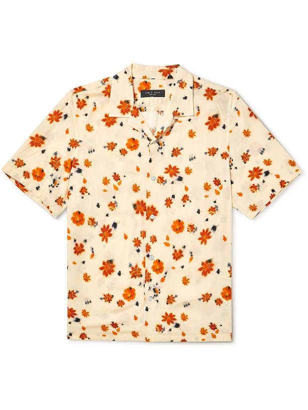 Photo: Rag & Bone - Avery Convertible-Collar Floral-Print Voile Shirt - Orange