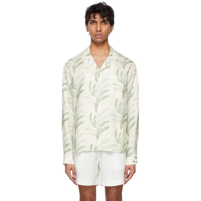 Photo: COMMAS Off-White Linen Palm Leaf Camp Collar Shirt
