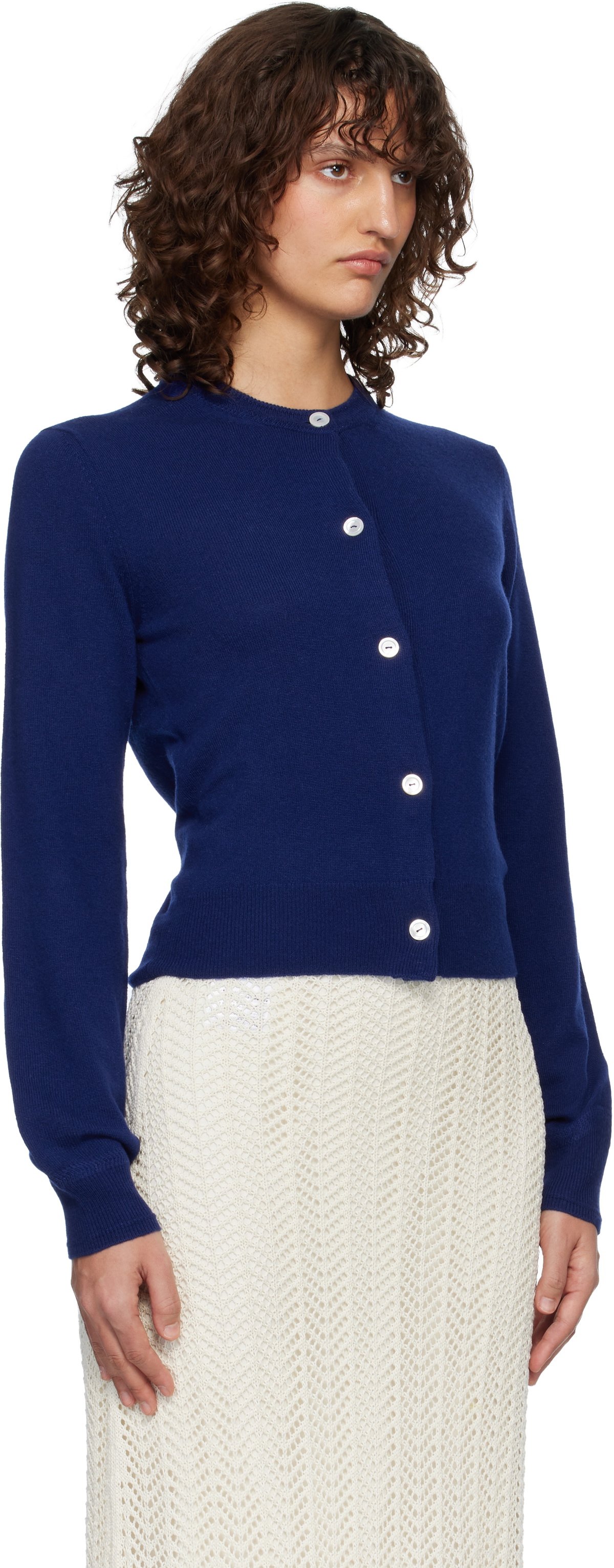 Jil Sander Blue Wool Crew Neck Long Sleeves Cardigan