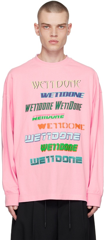 Photo: We11done Pink Printed Long Sleeve T-Shirt