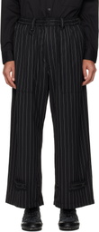Y-3 Black Pinstripe Refined Wool Wide Leg Trousers