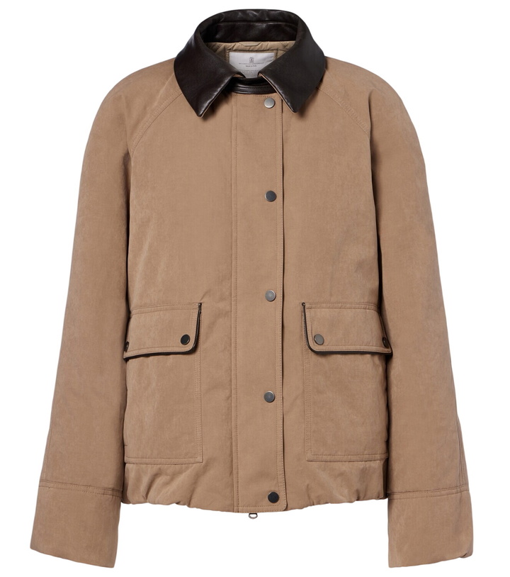 Photo: Brunello Cucinelli Leather-trimmed padded jacket