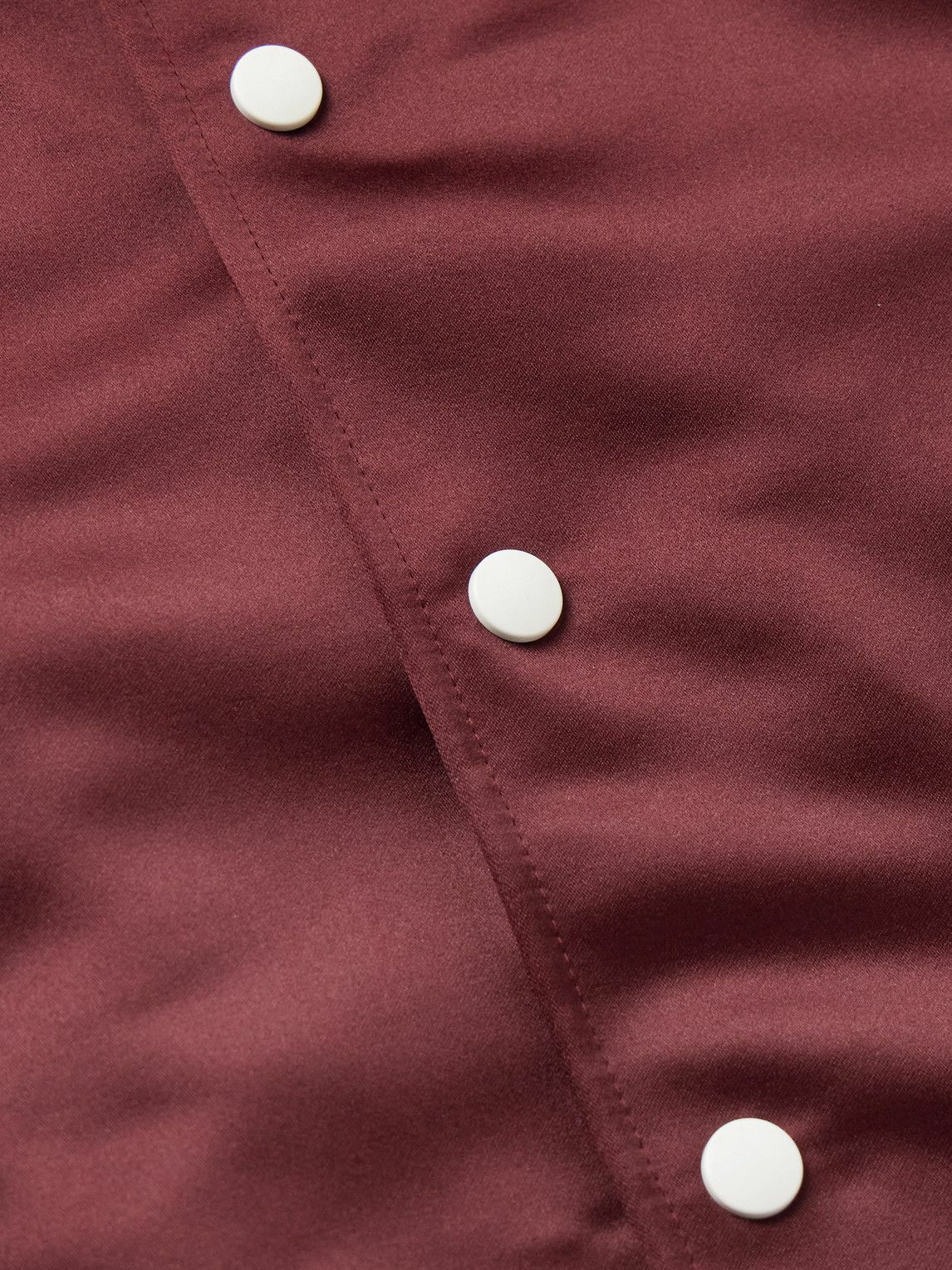 Golden Bear - Striped Cotton-Blend Trimmed Satin Varsity Jacket - Burgundy