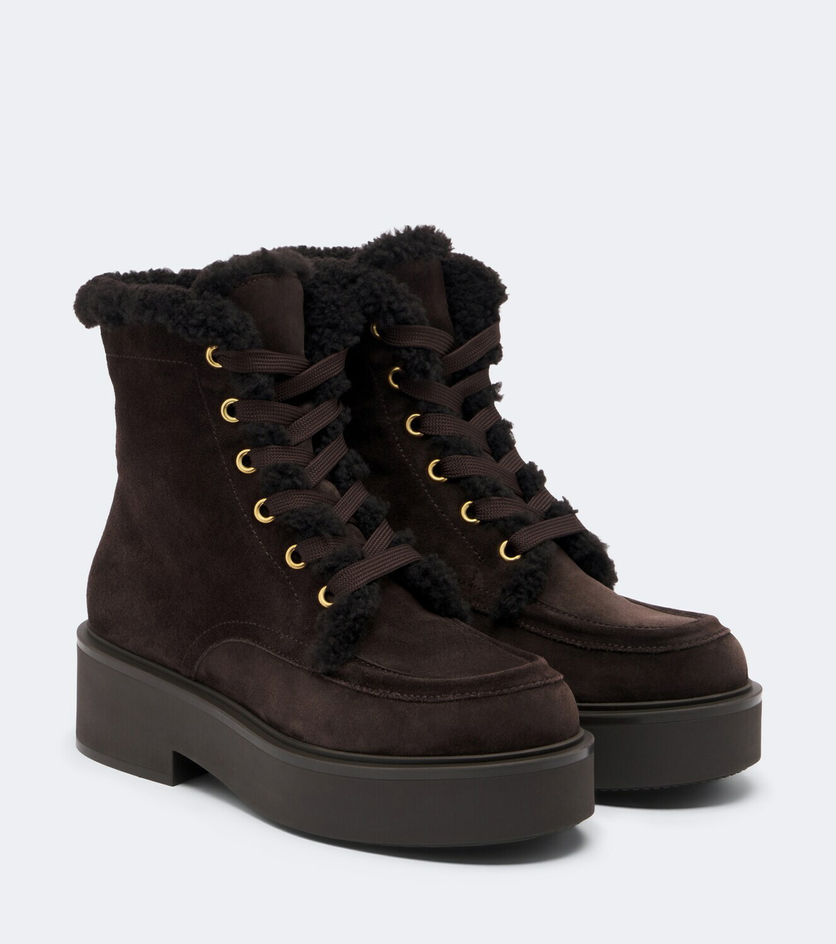 Gianvito Rossi Shearling-lined suede lace-up boots