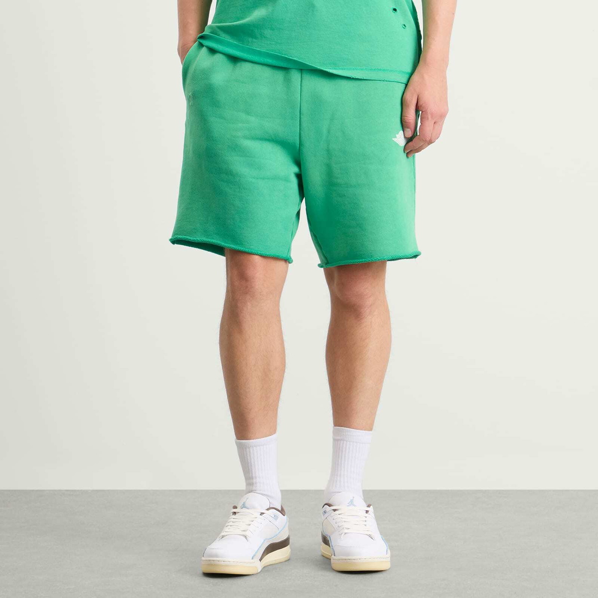 Air Jordan Men's Rare Air Pullover Fleece Short in Stadium Green/Sail