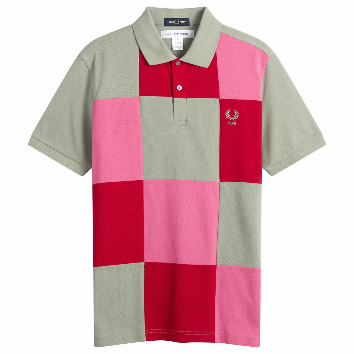 Comme des Garçons SHIRT Men's x Fred Perry Patchwork Polo in Kahki X Mix