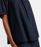 'S Max Mara Embellished ruffled denim blouse