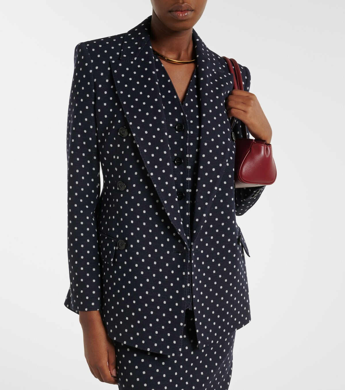 Max Mara Polka-dot double-breasted jersey blazer