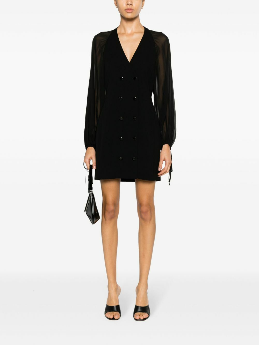 FRAME Black Crepe De Chine Mini Dress