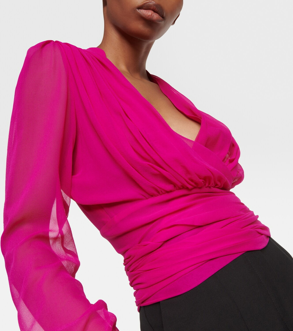 Costarellos Faye gathered silk blouse