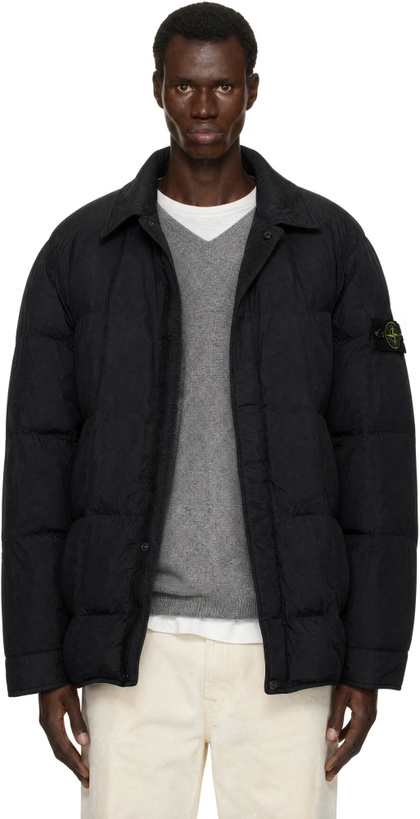 Photo: Stone Island Black 4100033 Micro Twill Down Jacket