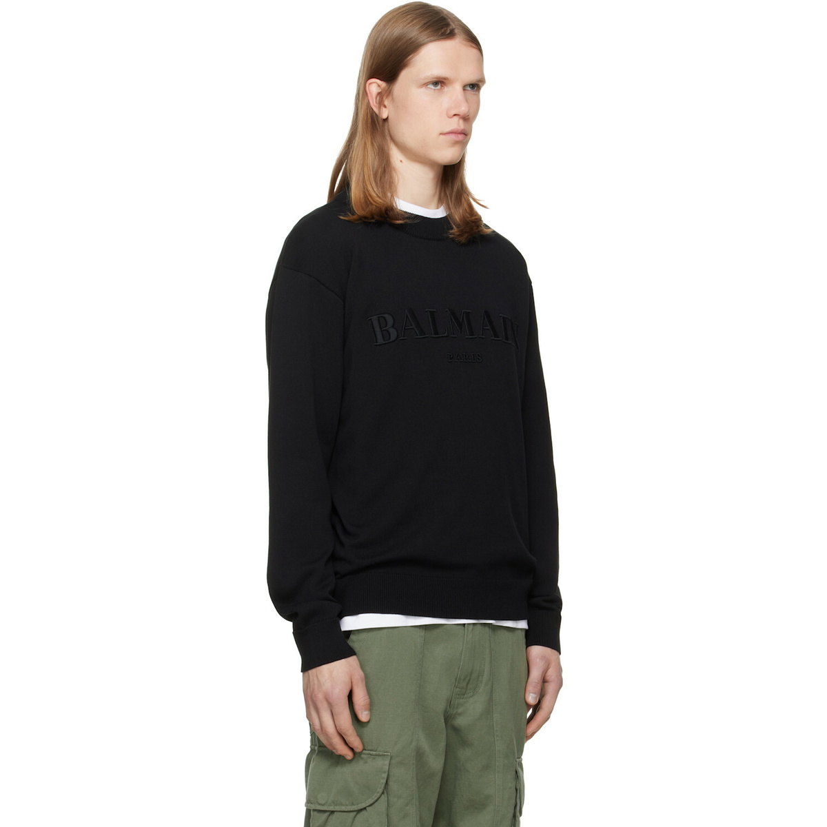 BALMAIN Black Vintage Embroidered Cotton Sweater