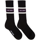 AMI Alexandre Mattiussi Black Logo Stripe Socks