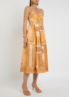 Zimmermann Lucky Corset Printed Cotton Midi Dress Multi Print