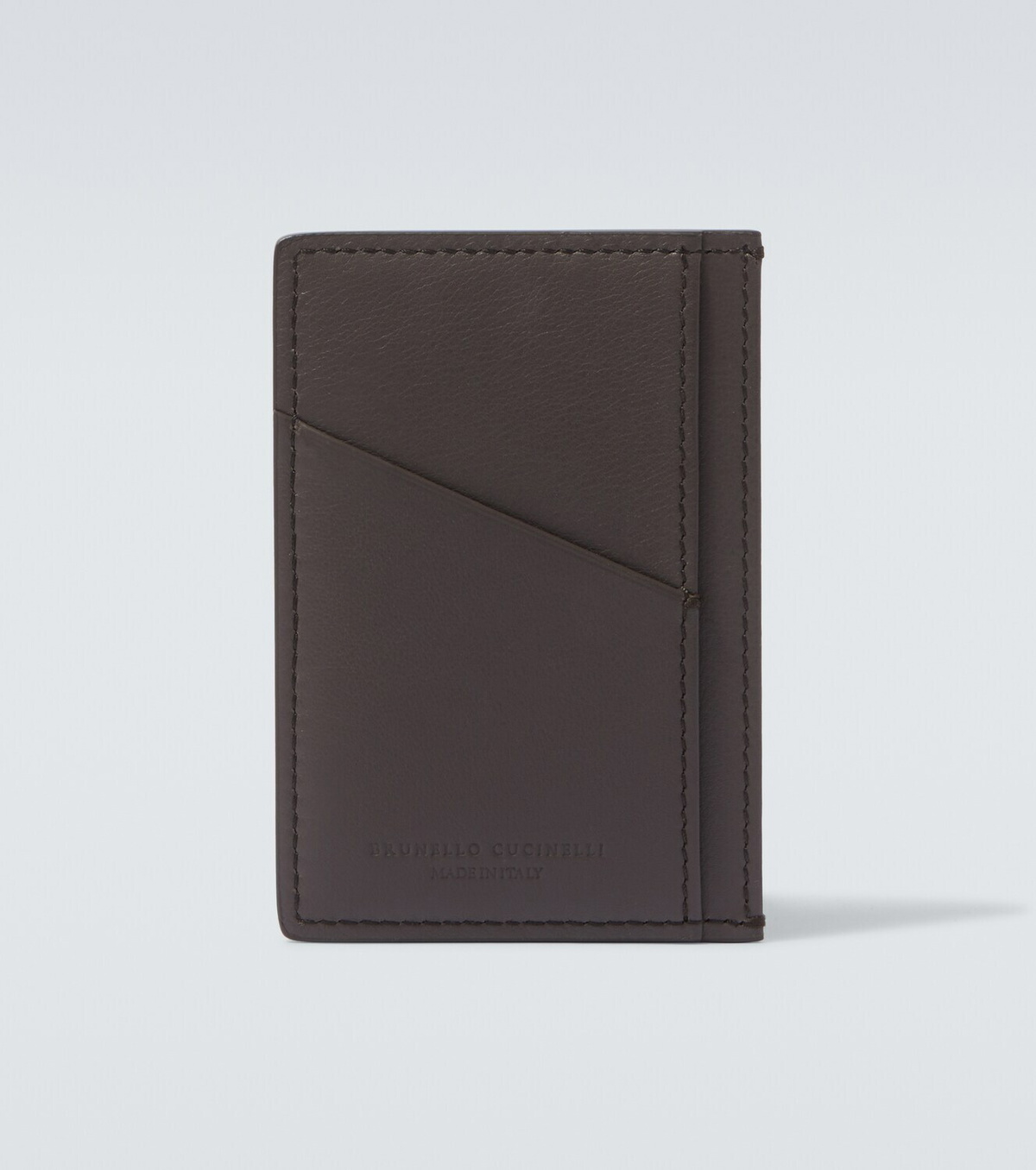 Brunello Cucinelli Debossed leather card holder