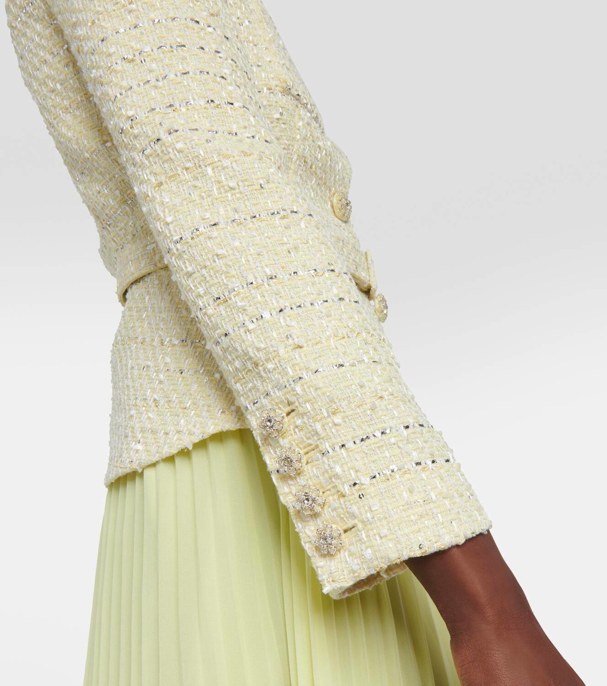 sachin and babi light blue dress Blue Self Portrait Cream Chiffon Tiered Midi Dress Yellow Lace Chiffon Midi  Dress – Self-portrait-US main image 0