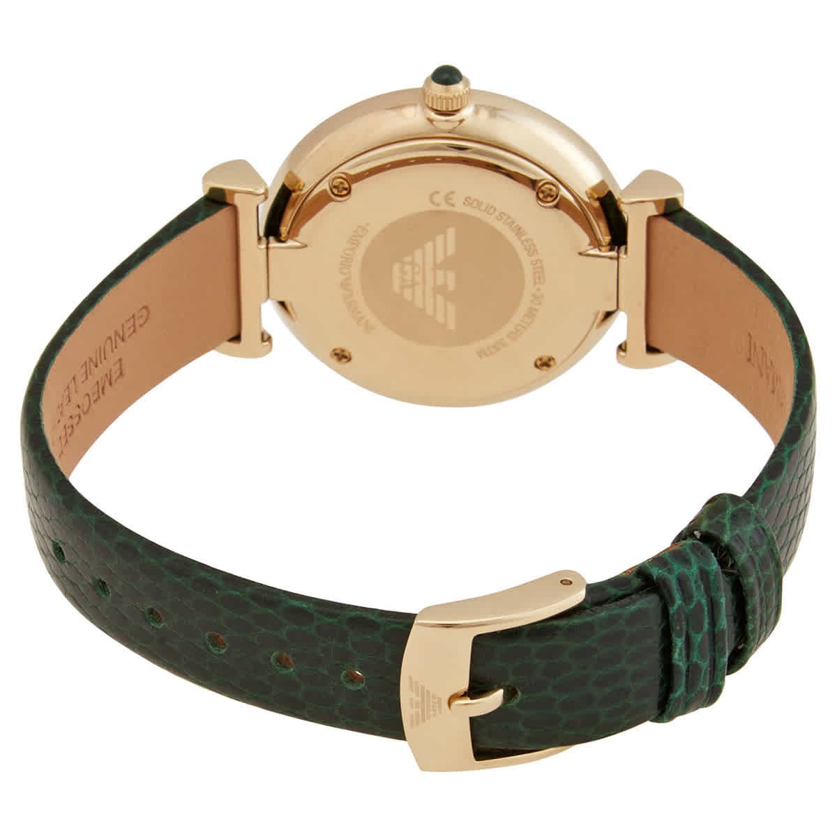 Emporio Armani Gianni T-Bar Quartz Green, Silver Dial Ladies Watches ...