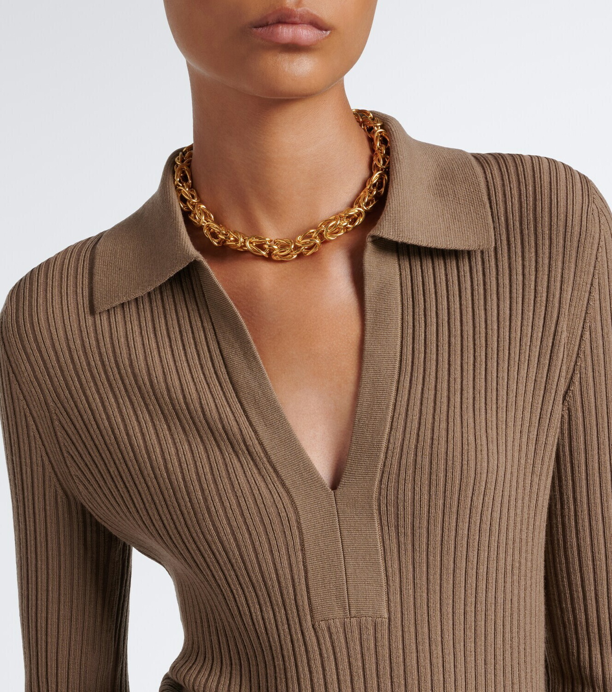 Joseph Ribbed-knit wool-blend polo sweater
