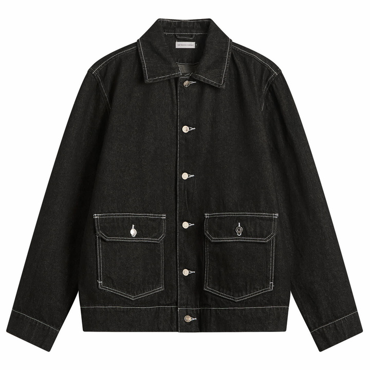 Photo: Pop Trading Company Men's Full Button Denim Jacket in Black Denim